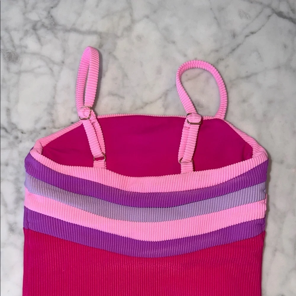 Beach Riot Little Jessa One Piece Raspberry Colorblock 3/4Y